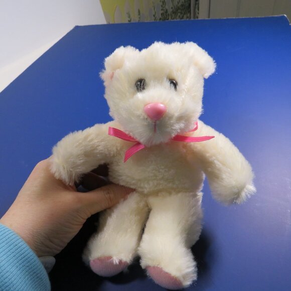 Floppy Ear Bunny Plush Rabbit White & Pink(very squishable, great small - Picture 4 of 6
